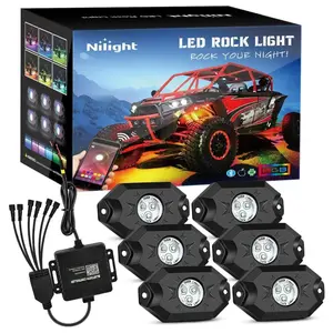 Nilight LED RGB Rock Lights Bluetooth Underglow Multicolor Neon (6 Pods)