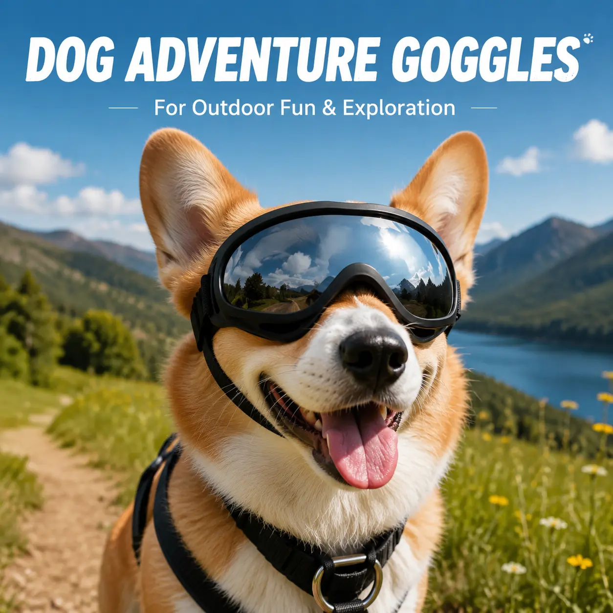 Dog Goggles Windproof Dustproof Pet Sunglasses Adjustable Dual Strap Dog   Sunglasses for Motorcycle Riding Driving Outdoor Walking Small Medium Large Dogs,Durable Pet Accessory