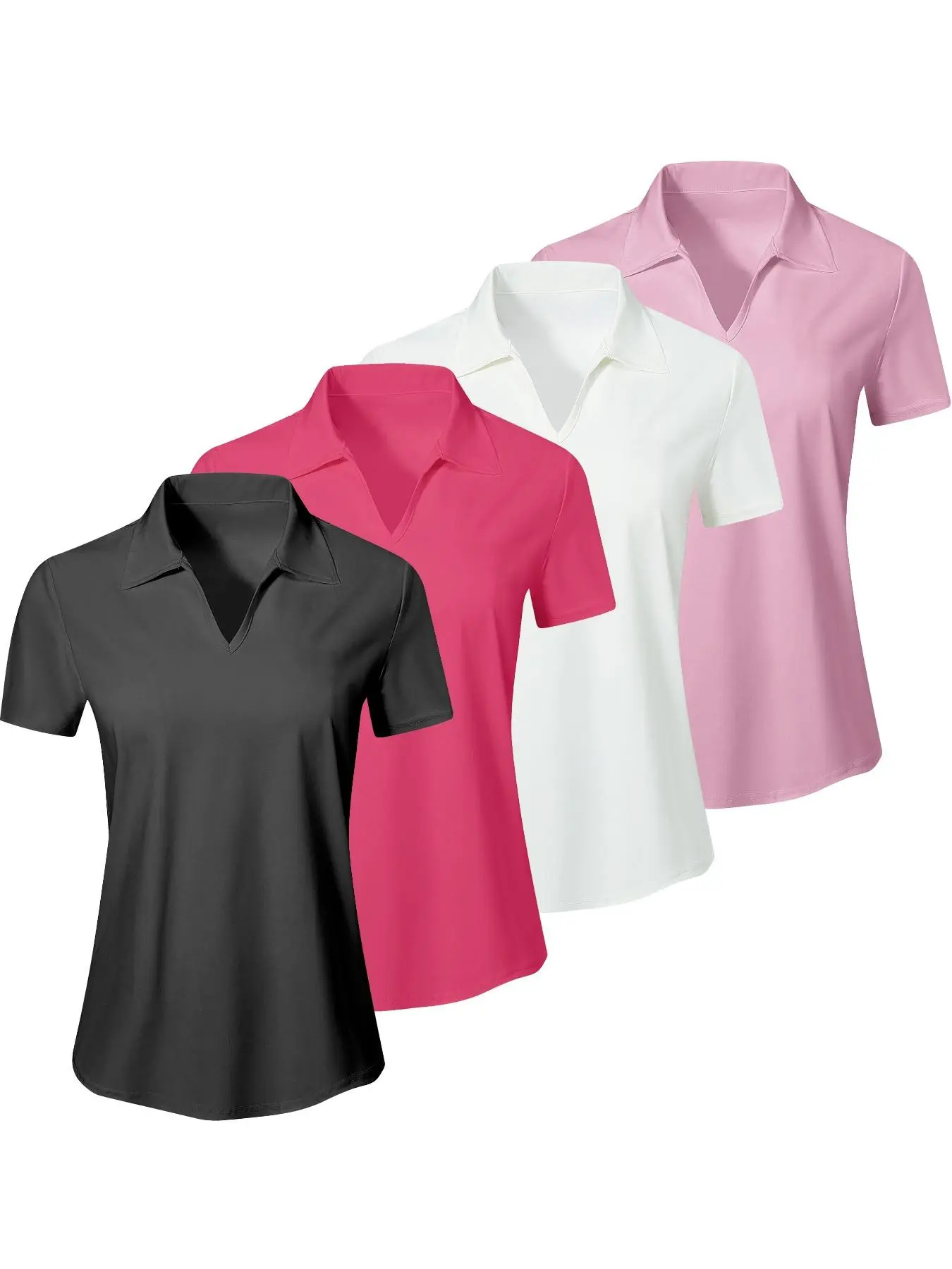 Women's Solid Color Sports Polo Shirt, Breathable Comfortable Short Sleeve Collared Top for Golf Baseball Tennis, Ladies Sportswear athletic apparel for All Seasons