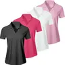 【Black Friday】Women's Solid Color Sports Polo Shirt, Breathable Comfortable Fabric, Short Sleeve Collared Top for Golf, Baseball and Tennis, Ladies Sportswear for All Seasons
