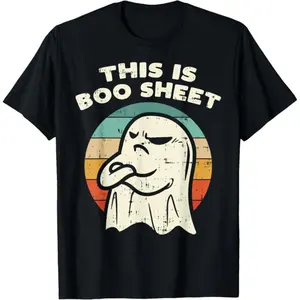 Cotton Short Sleeve Unisex THIS IS BOO SHEET Print Crewneck Breathable Daily Wear Oversized Funny Design Tops Tees T-Shirts For Men Women Menswear Classic Cotton Funny Couple T-Shirt shirts  men