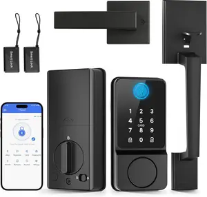 Keyless Entry Door Lock with Handle, APP Control  Front Lock Set, Keypad Door Lock with Handle, Keypad Deadbolt Auto Lock, Easy to Install, , Black