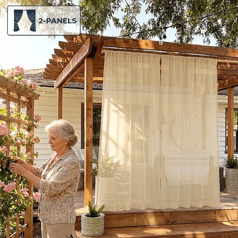 2-Pack Solid Color Outdoor Privacy Curtains, UV Protection, Fade-Resistant, Ideal for Patios and Balconies, Perfect for Porches and Outdoor Spaces