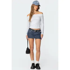 Neria Pinstripe Denim Micro Skort