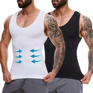 1/2/3/4 Pack Menswear Body Shaper Shapewear Compression Tummy Control Vest Comfy Stretchy Lightweight Workout Tank Top Fabric Breathable Sports Soft Undershirt Polyester
