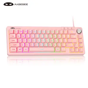MageGee 60% Gaming Keyboard - TS68 Compact Mechanical-Style Tactile Feel, RGB Backlit with Smart Knob, Tactile Feedback Keyboard, 68 Keys Ergonomic Design, 18-Key Anti-Ghosting - Wired for PC, Mac, PS4/PS5, Xbox