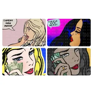 Card Skin “I Spent How Much?” - Graphic Design Featuring Woman with Speech Bubble Sticker Sleeve Vinyl Stickers