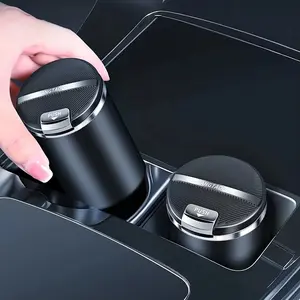 High-End Stylish Anti-Dust Anti-Flying Ash Car Premium Feel One-Touch Opening Closing Large-Capacity Ashtray,Car Ashtray With LED Light ，Auto Ashtray