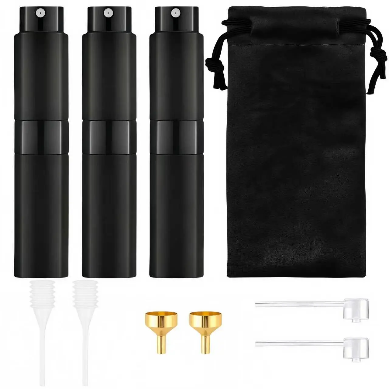 LMMAKE Mini 3PCS 8ml Aluminum Leakproof Refillable Perfume Spray Bottle Set - Glass Inner, Fine Mist Nozzle, Easy Refill Design, Leakproof for Travel Bags, Decants for Perfumes, Compact Portable Travel Atomizer for Gym Carry, Cosmetic, Leak Proof, Travel