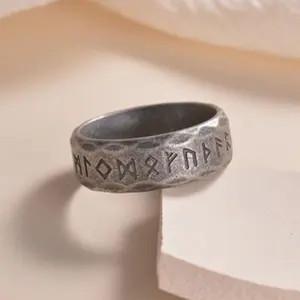Titanium Steel Finger Ring Men Antique Silver Tribal Ring Irish Celtic Rune R62