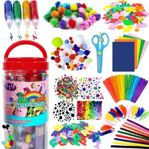 Art Craft Supplies for Girls Ages 4-9, Includes Yarn, Ice Cream Sticks, Glitter Glue Stick, Moving Eyes, Perfect Birthday Gift, Diy Material, Diy Handmade Craft