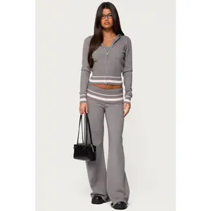 Kaliya Stripey Foldover Knit Pants