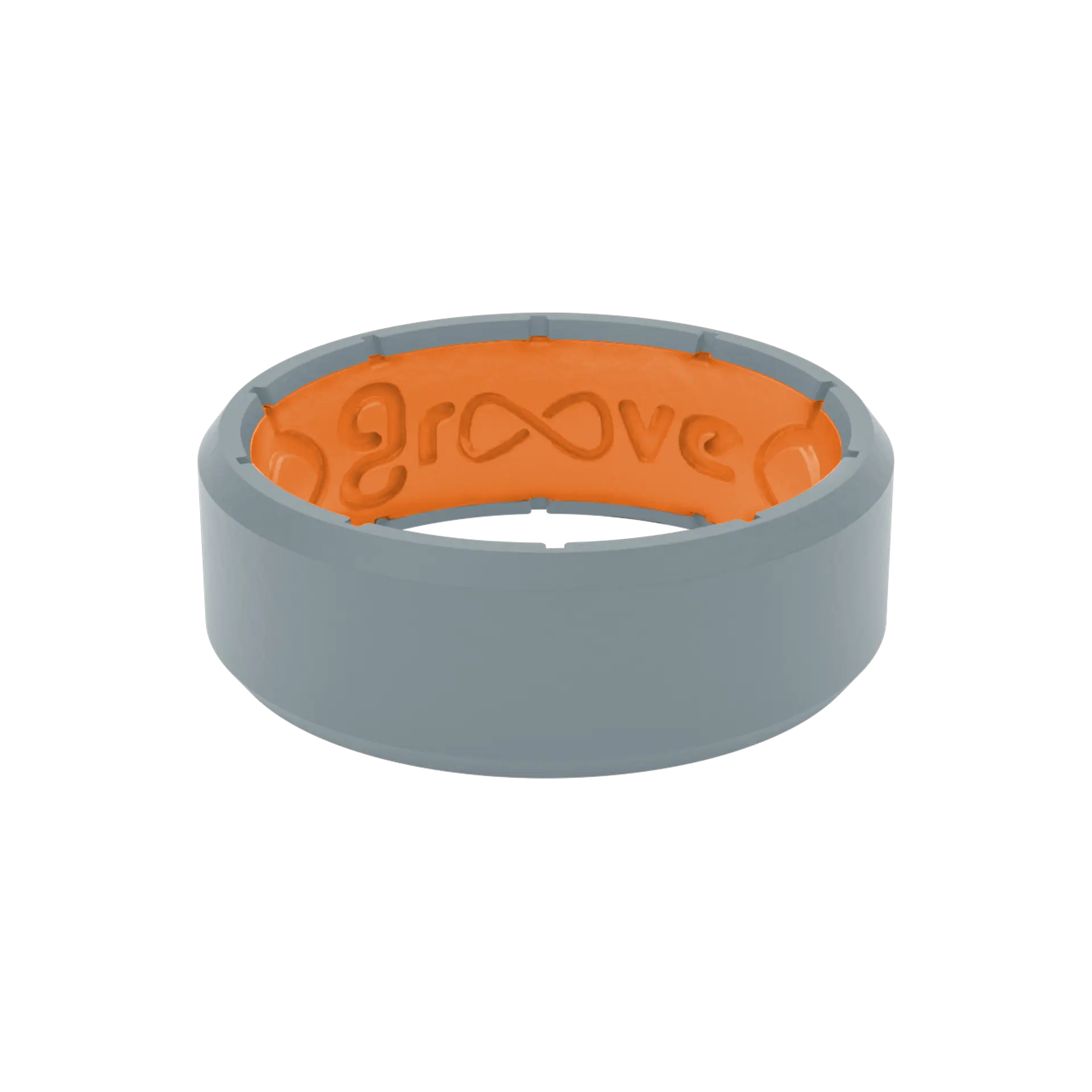 Groove Ring – Silicone Wedding Band, Comfortable Work & Fitness Ring – Edge Storm Grey and Orange