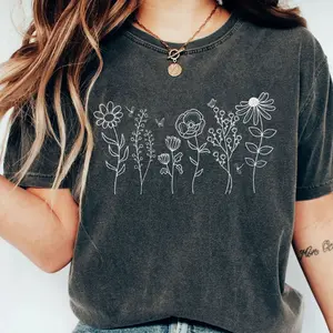 Wild Flowers Shirt, Wildflower Tshirt, Comfort Colors Shirts for Women, Floral Shirt, Vintage Botanical Tee, Gifts For Her, Pastel Floral Nature T-Shirt, Flowers Lover Shirt, Garden Lover Tee, Shirts, Gifts for Women, Gift for Mom, Women Top Breathable