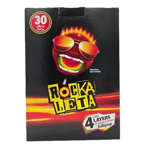 ROCKALETA - 4 Chili Layers & Gum Center Lollipop / 30 Pieces Pack /