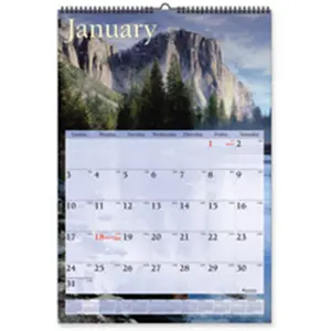 At-A-Glance  Monthly Wall Calendar- Jan-Dec- Scenic Photos- 15-.50in.x22-.75in.