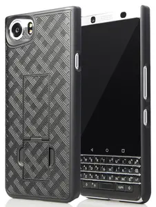 Nakedcellphone Black Kickstand Case Slim Hard Shell Cover for BlackBerry KEYone Phone (Verizon/ATT/Sprint/Unlocked)