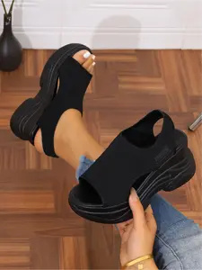 Women's Summer Fashion Wedge Platform Sandals, Lightweight Comfortable Soft Sole Breathable Outdoor Beach Shoes, Commuting Casual Sandals