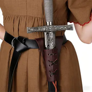 Viking Style Single Weapon Belt Sword Holster, Medieval Knight Leather Belt Strap, Cosplay Knight Costume Accessory