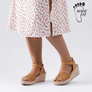 Luoika Women's Wide Width Wedge Sandals, Ankle Strap Open Toe Platform Wedge Pump Heel Women's Sandals Concise Casual Summer Shoes.