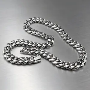 Cuban Chain Necklace For Men Women 10mm Stainless Steel Trendy Minimalist Chunky Chain Necklace Jewelry Valentine‘s Gift