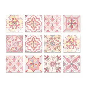 Tulip Flower Pattern Ceramic Tile Sticker, Waterproof Self-Adhesive Ceramic Tile Sticker, Decorative Sticker for Home Bedroom Kitchen Bathroom, Ornaments