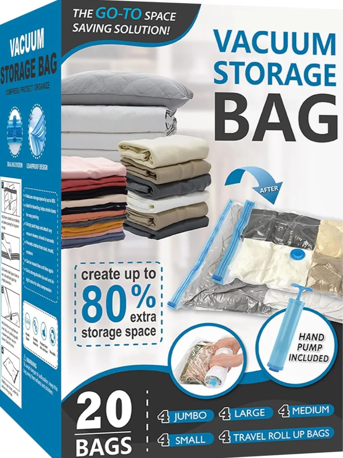 Transparent Vacuum Storage Bags with One-Way Suction Valve Double Seal & Stay-On Clip for Lasting Protection Organiser