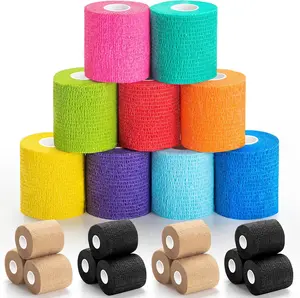 12-Pack Self Adhesive Bandage Wrap 2" x 5 Yards, Non-Woven Bandage,Vet Wrap Athletic Tape Breathable Elastic Self-Adherent Cohesive Wrap for Stretch Athletic, Sports, Wrist.Ankle Outdoor Shin Guards tiktokshopspringglowup
