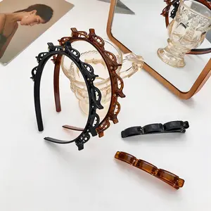 Lacholin Women's 2-Pack Synthetic Clip Headbands - Built-in Clips, Minimalist Design, Durable Build, All-Day Wearability for Bang Taming, Braid Styling, Headbands Women