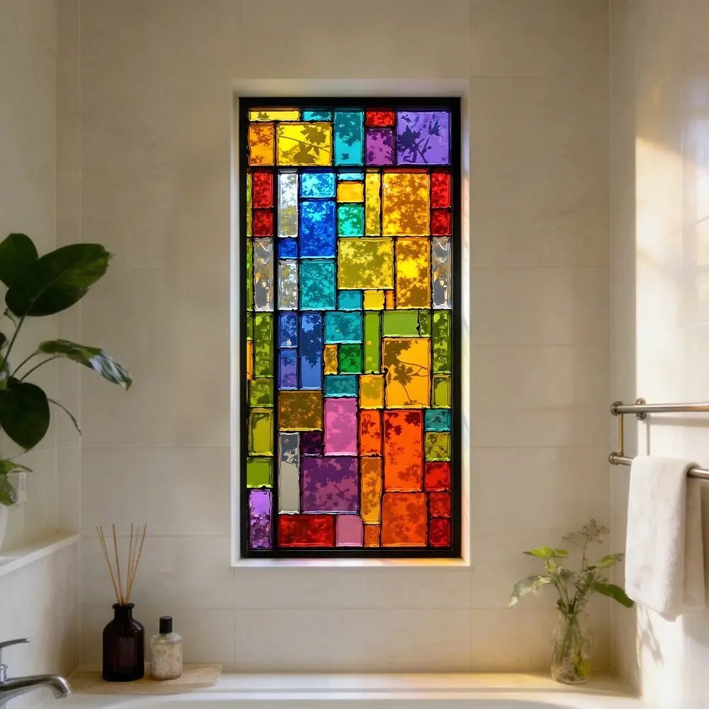 Reusable Window Sticker, 45x100cm Transparent Privacy Film, No Adhesive, DIY Home & Commercial Use, Reversible Installation