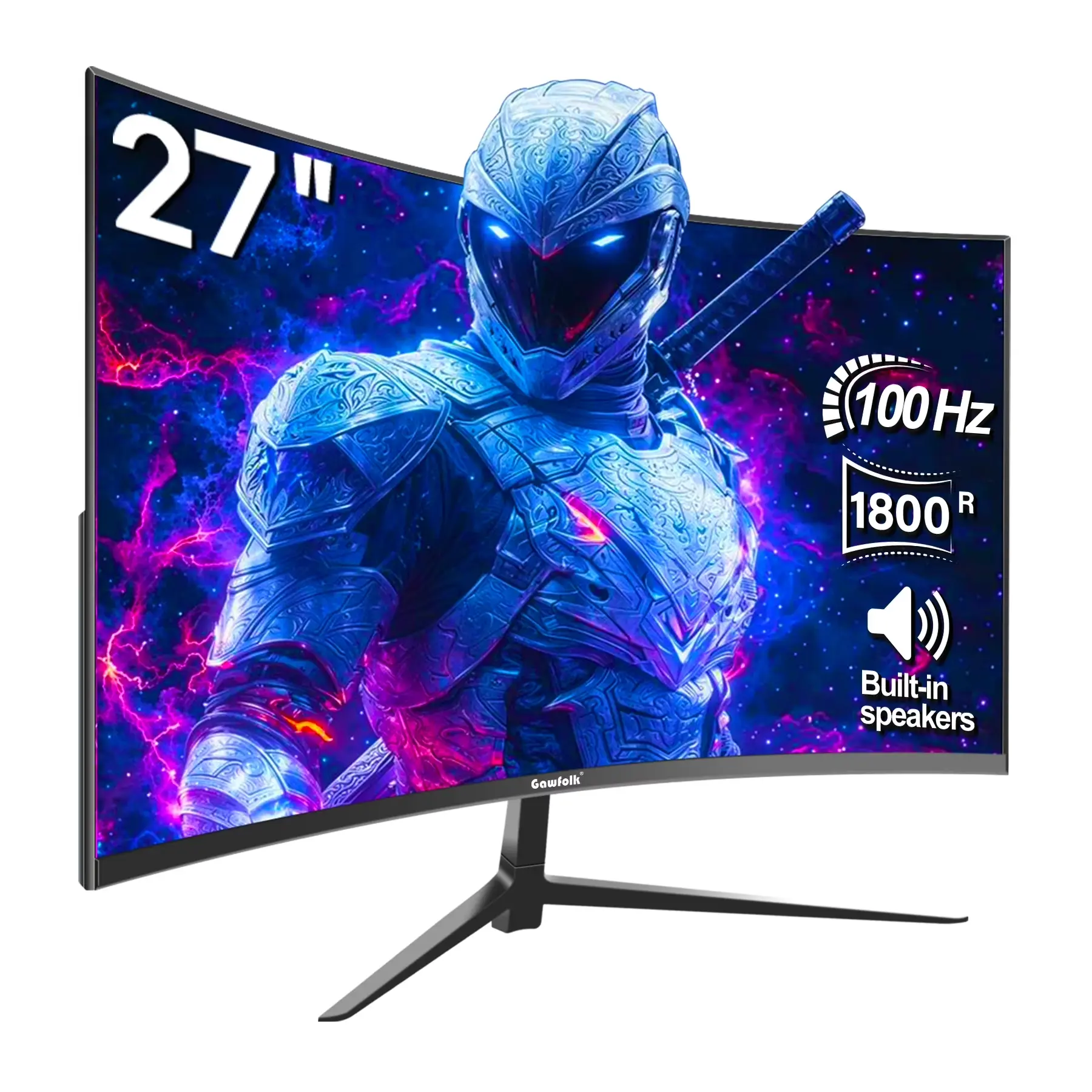 27" Curved Monitor – 100Hz Computer Pc Full HD (1080p),Gaming 1800R Radius, Built-In Speakers, HDMI,summerwins