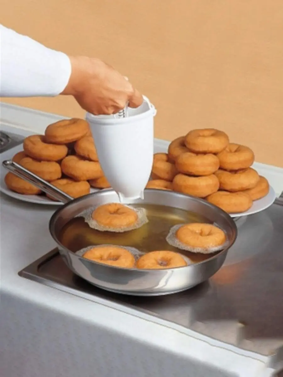 1pc White Donut Maker, PP Material, DIY Baking Tool Cream Extruder, Kitchen Baking Tool, Party & Birthday Supplies