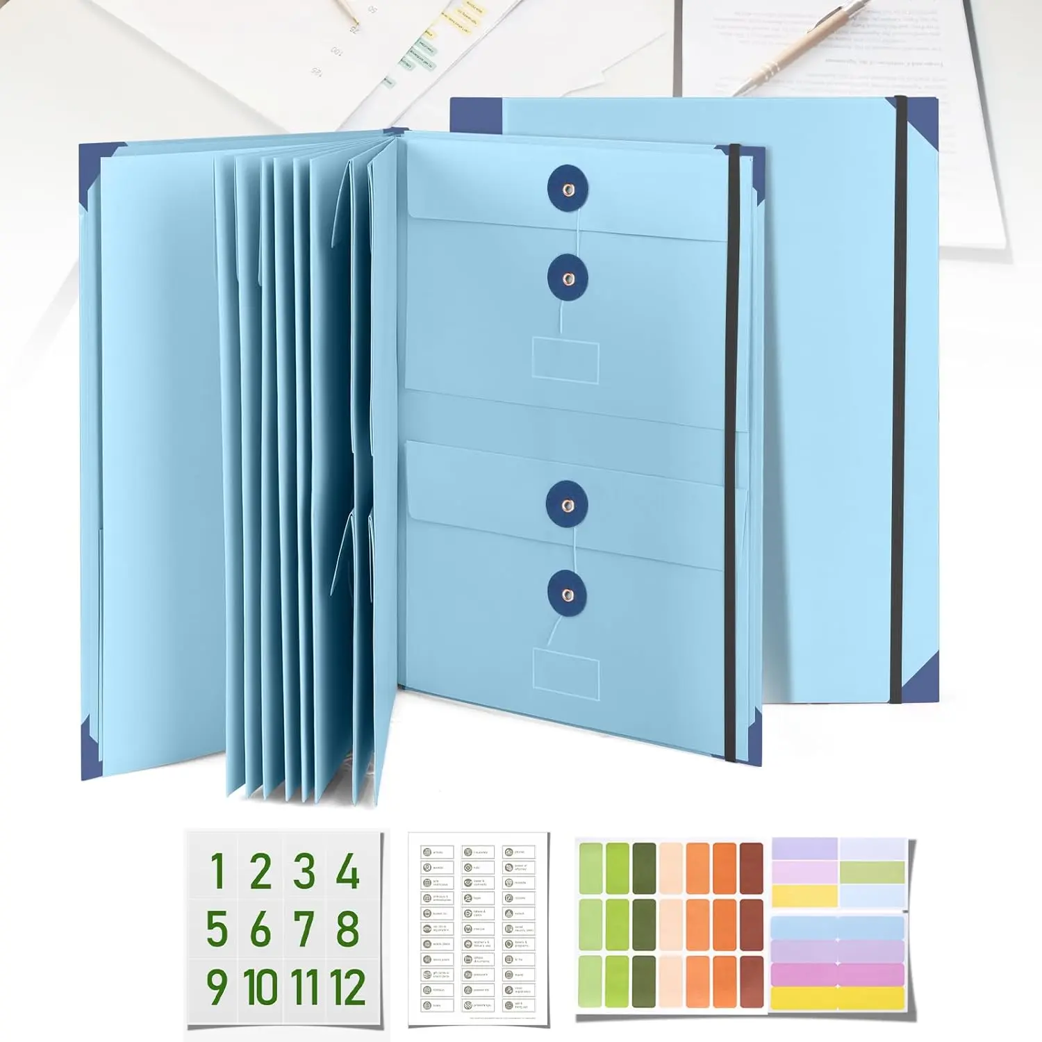 Manila Paper Office Document Organizer - Expandable Drawer with Multiple Pockets, Durable Storage Organization Accessory for Passport, Birth Certificate, Compact Form Daily Office Filing, Plastic Cardboard File Sorters & Storage Drawers