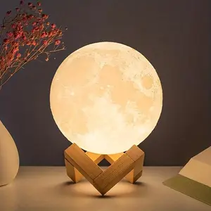 1Pcs Moon Light Lamp, 3D Night Light, Decorative Night Light, Room Decor, Women Gift, Mother's Day Decoration, Bedroom Night Light, Holiday Lighting (plastic Stand)