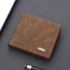 Men's short wallet with multiple card slots, trendy brand, zippered, large capacity, foldable, simple leather wallet, student wallet, vintage bill holder