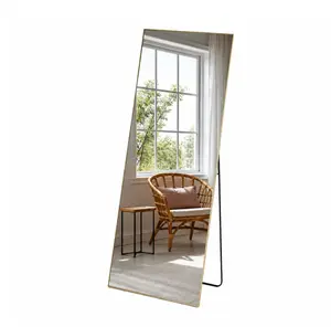 Wall Full Length Mirror Golden/19x58", Standing Mirror Full Body with Aluminium Frame, Cloakroom Modern Simple Home Decor, Can Be Hanging, Leaning or Wall