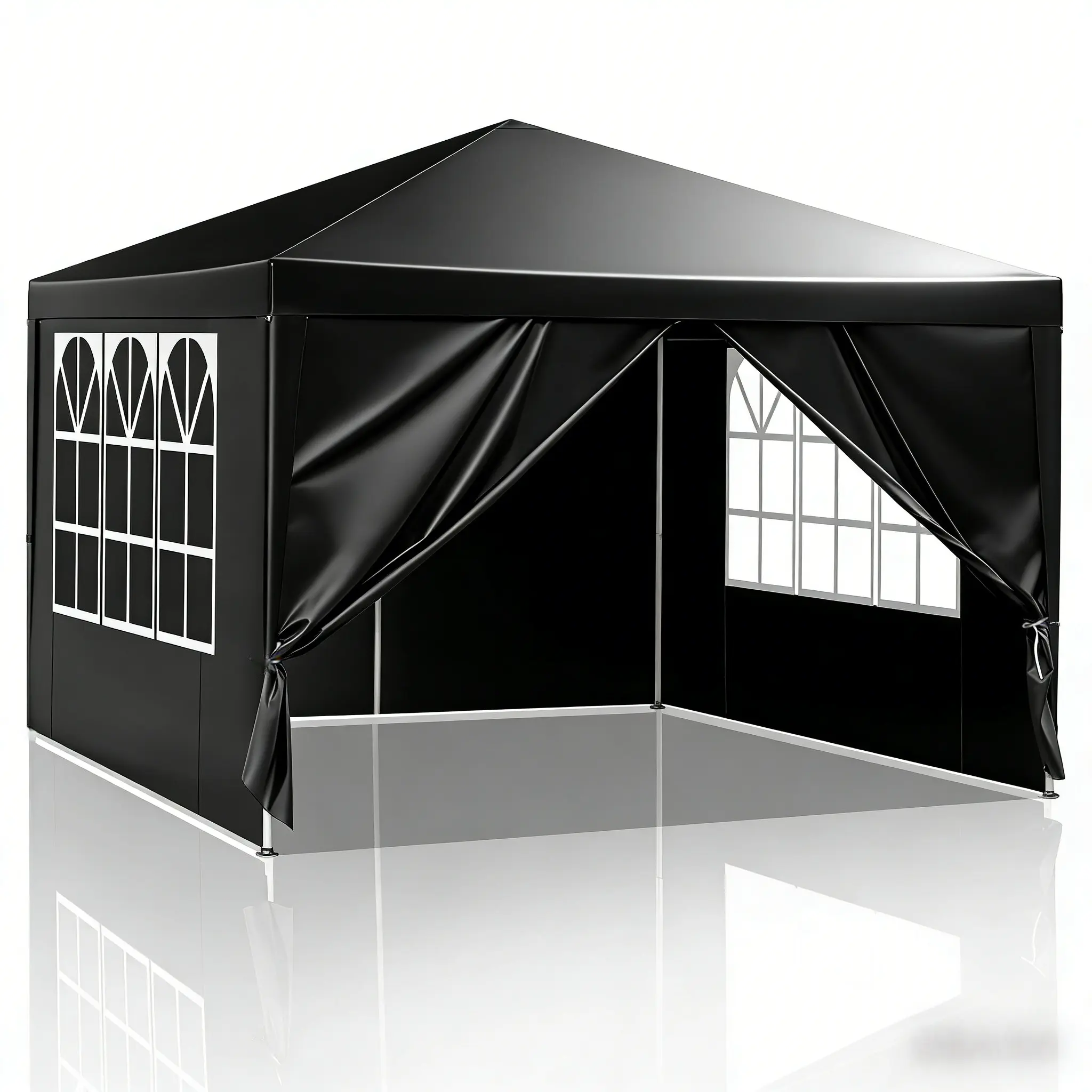 10'x10' Waterproof Outdoor Canopy Patio Tent, Gazebo Party Tent for Wedding BBQ Cater, Black | Kitchen, Steel, Sturdy, Utensils, Handles, Lightweight, Outdoor Canopy Shelter, Portable Instant Canopy