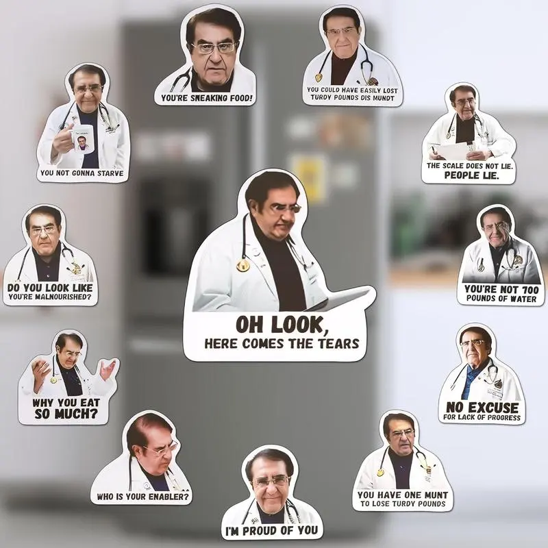 12 Pack Dr Now Magnets Fridge,  Funny Dr Now Magnets, Motivational Diet Helper - Dr Nowzaradan Magnets for Fridge - Decor Gift Kitchen