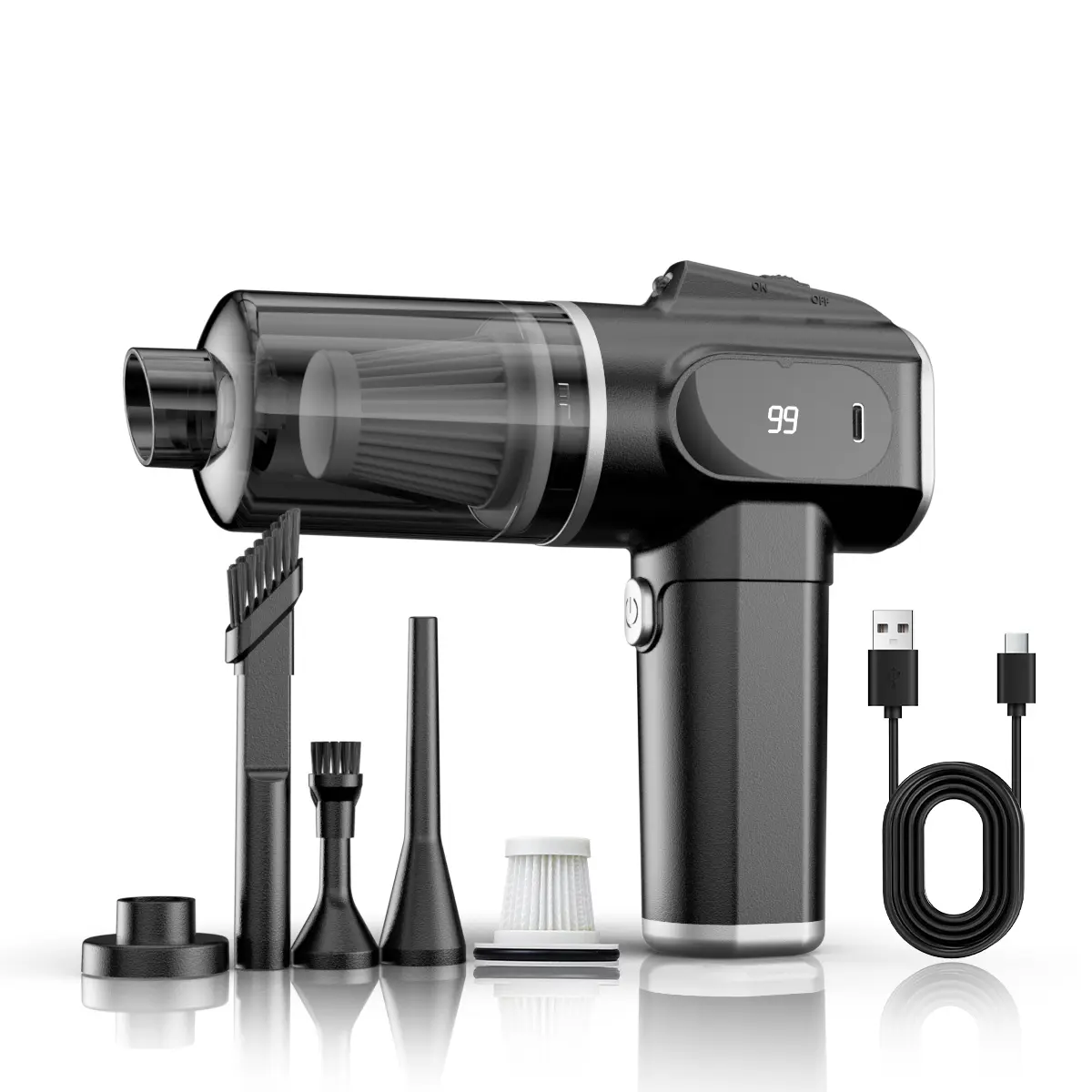 【Super Electric】- Handheld Cleaner, 2-in-1 Suction & Blowing, with 4 Replacement Accessories, Multifunctional Household Cleaner for Kitchen & Car, Cordless Powerful Vacuum, Mattress Stick Surface Portable Fabric Machine home cleaning tool duster