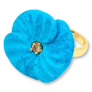 Connie Craig Carroll Jewelry Laura Carved Gem Flower Ring