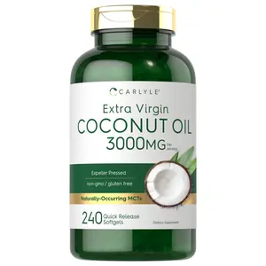 Carlyle Extra Virgin Coconut Oil | 3000mg | 240 Softgels | Expeller Pressed Supplement for Women and Men | Non-GMO and Gluten Free