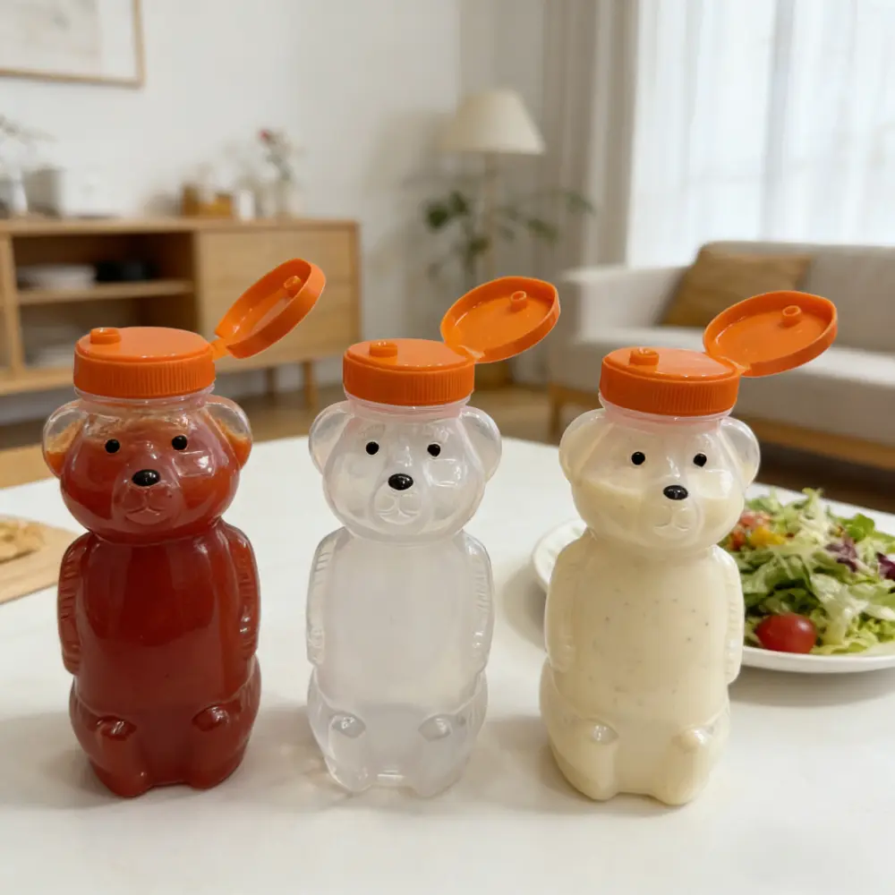 10pcs mixed color cute teddy bear shaped plastic juice bottles with straw caps, suitable for party supplies, birthday decorations, gift party snacks, classroom rewards, portable water bottles, outdoor camping water bottles