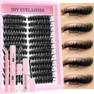 216 Piece DIY Eyelash Cluster Set, DIY Lash Clusters, Volume Individual Lashes, Makeup, Ultra-Dense Curled Lashes Extensions, Eyelashes Extensions, Perfect for Beginners, Fine Feather Design, Quick Application