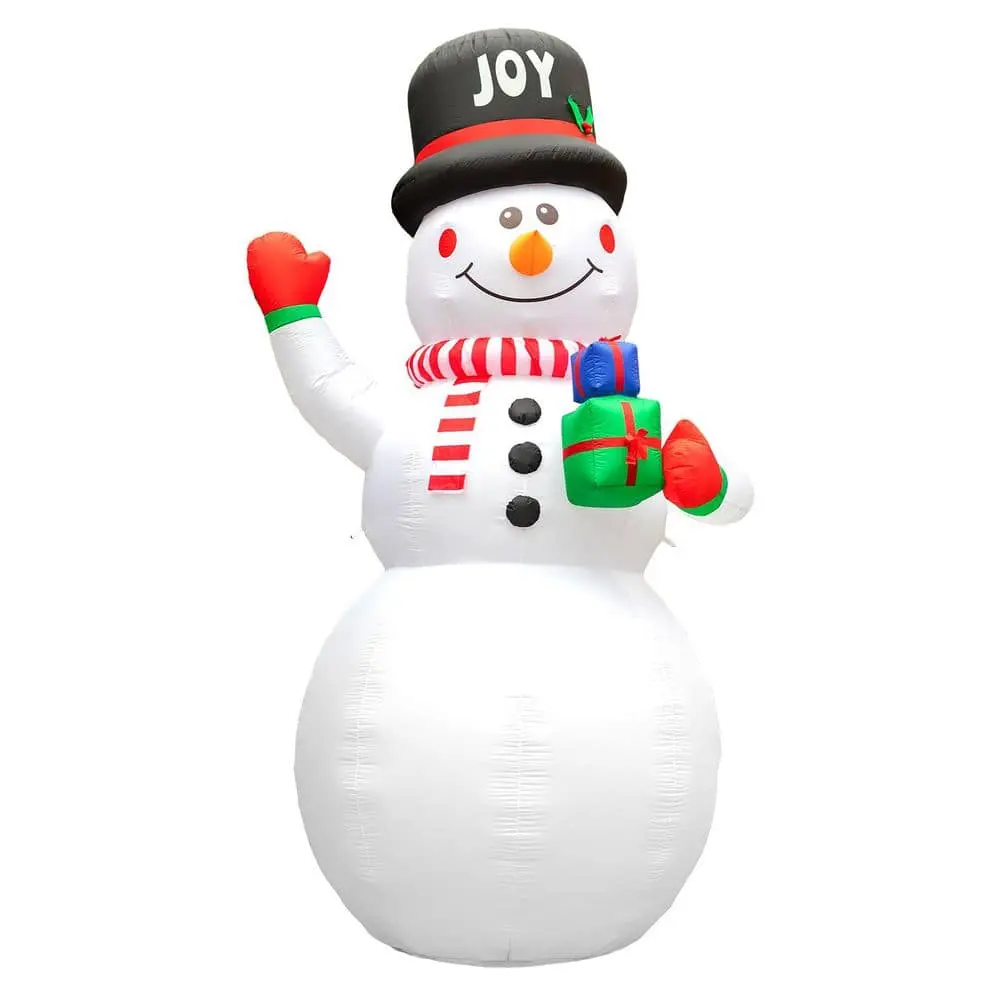 Ubesgoo 12FT Tall Lighted Christmas Inflatable Decoration, Inflatable Giant Snowman Holding Gift Boxes, Funny Blow Up Yard Decorations with Built-in LED Lights for Holiday Party Front Yard Lawn Garden Decor
