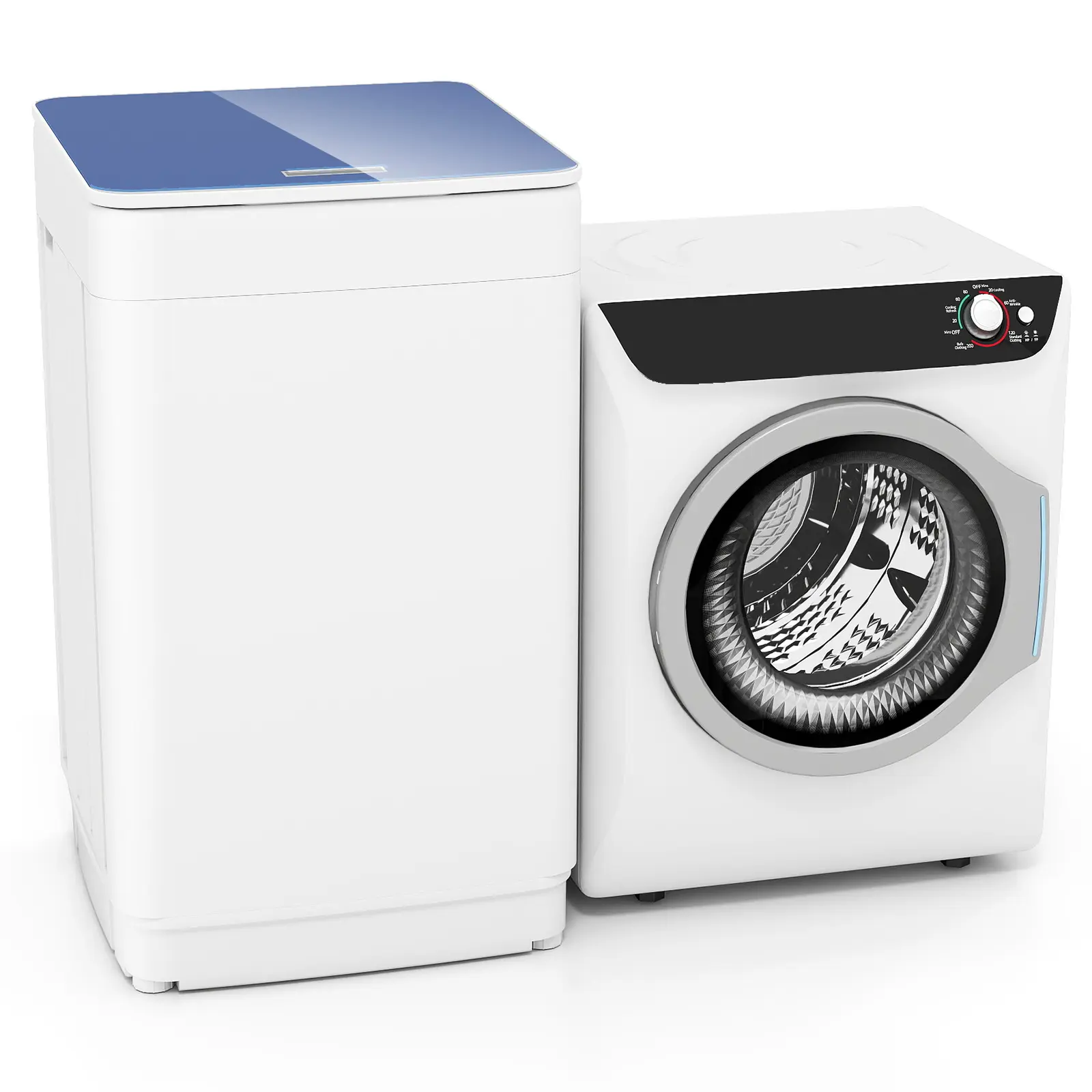 Auertech Compact Fully Automatic Wash-Dry Combo Set (2 Packages) - 20Lbs Capacity, 7 Wash Cycles, 4 Water Levels, Drain Pump, 1400W Power, LED Display, Shoe Dryer, 110V Plug Washing Machine for Small Spaces