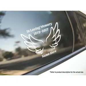 In Memory Decal Custom Angel Wings Spread Vinyl Car Truck Window Vinyl Sticker Vehicle Accessories Car Décor Outdoor Weather Proof