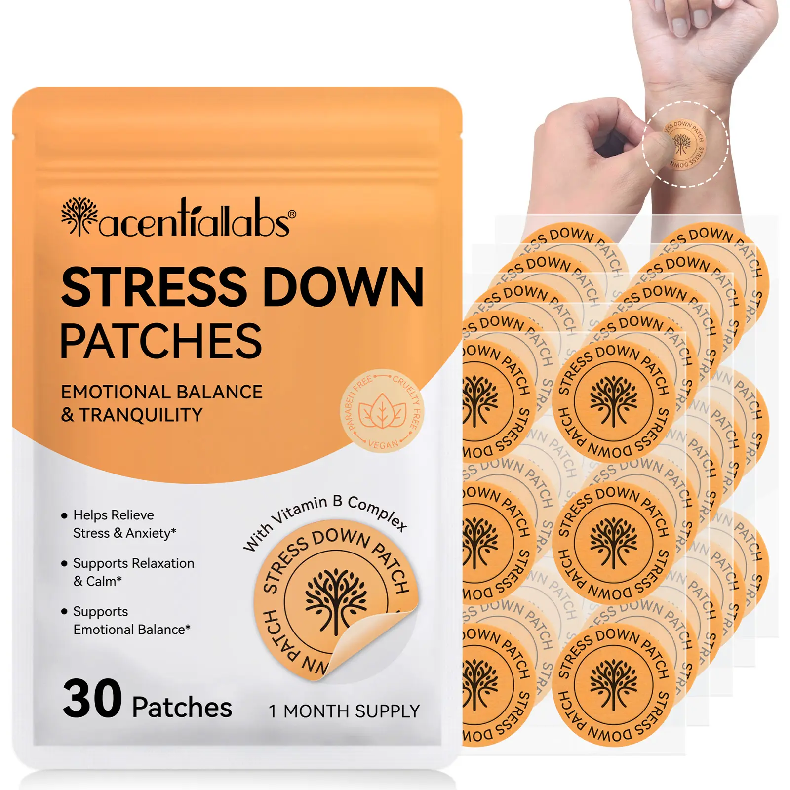 Aceternalabs Stress Relief Patches 30pcs, Easy to Use Daily Skin Care, Comfortable and Effective for Relaxation, Perfect for Home and Office