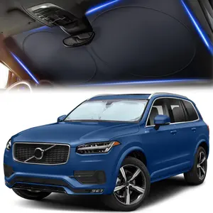 AutoVir Windshield Sun Shade for Car SUV & Truck 240T Reflective Polyester Blocks 99% UV Rays & Heat Universal Fit 64" x 33.5" with Storage Bag