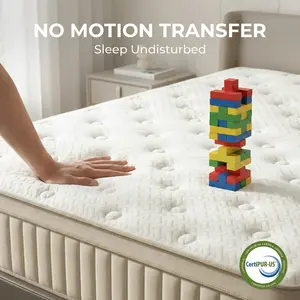 SEEUO 10/12/14 Inch Hybrid Mattress with Cooling Memory Foam & Pocketed Coils - Medium Firm, Motion Isolation, CertiPUR-US Certified, Easy Setup
