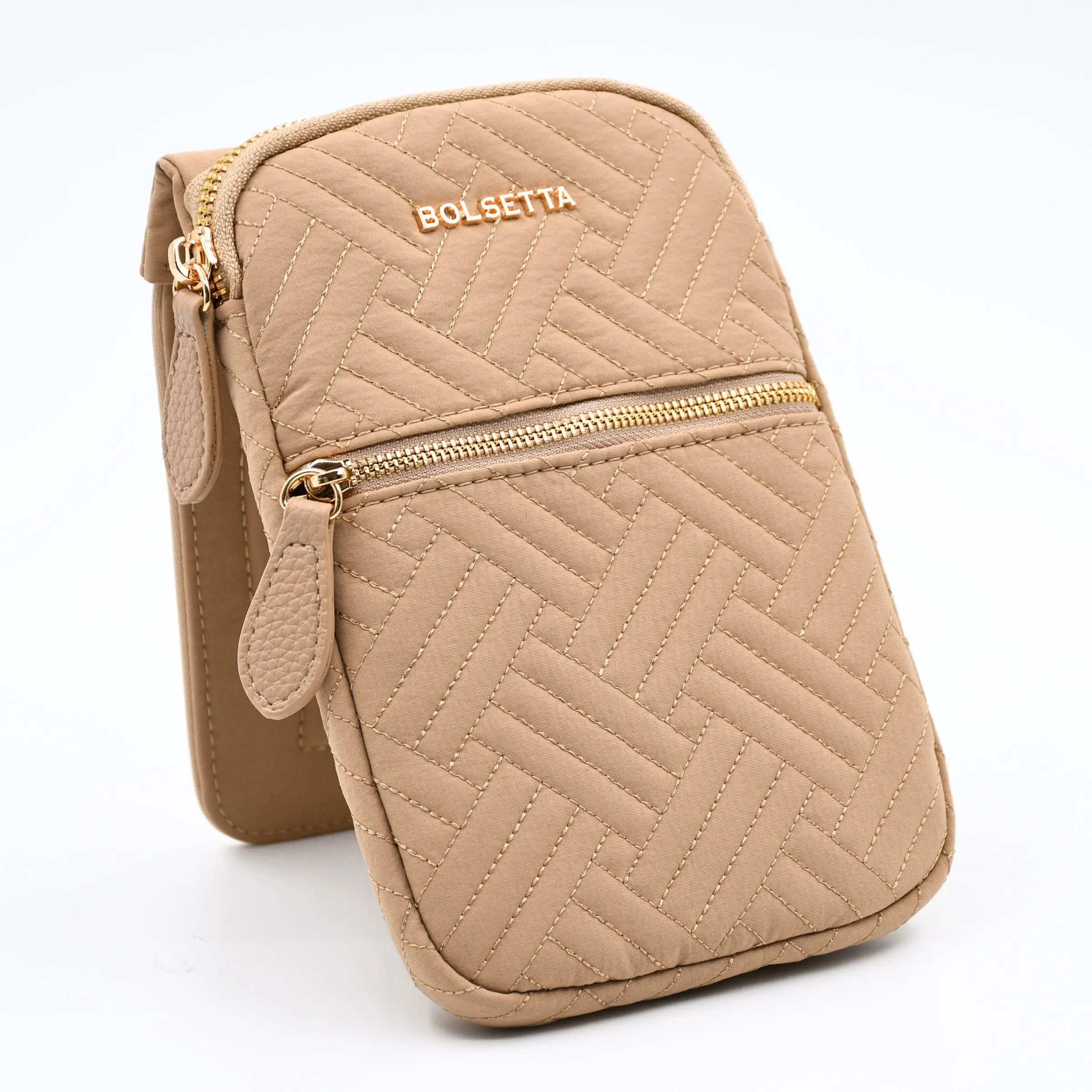 BOLSETTA Quilted Nylon Waist Bag Holder - Beltless Magnetic Hip Pouch, RFID Blocking, Lightweight Minimalist Zipper Belt Bag, 7.5” L x 5” H x 1” D for Travel Stuff, Workout Fanny Pack, Zipper Fanny Pack, Bum Bag